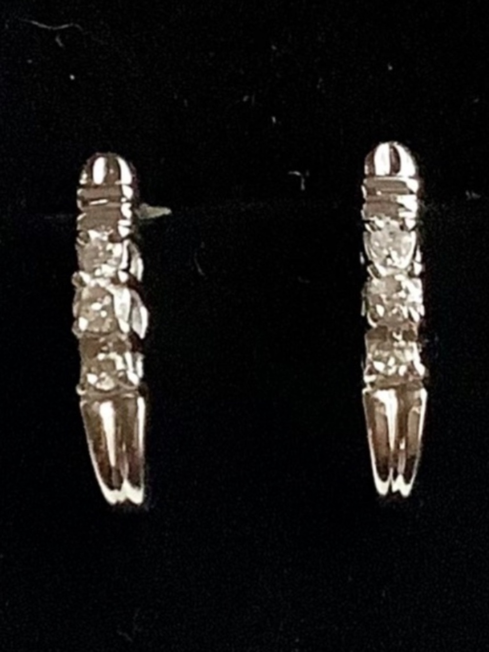 14K White Gold Diamond J Hoop Earrings